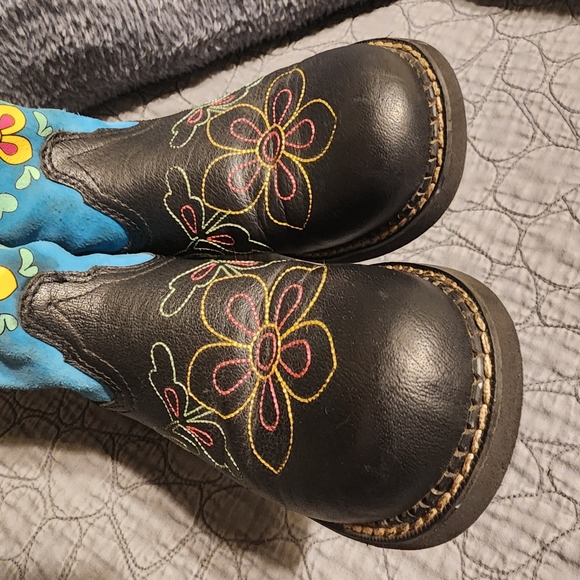 Ariat Big Girls Size 5 Colorful Floral Cowboy Boots - Picture 12 of 16